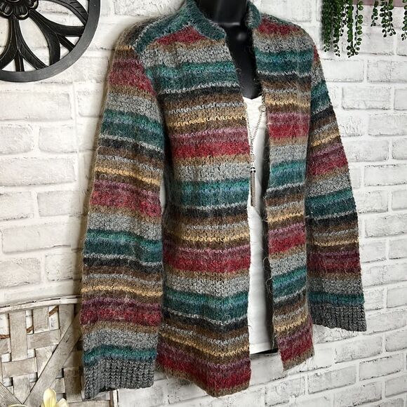 Koret 1980s Vintage Fuzzy Wool Knit Jacket Cardigan Sweater Top Size Medium - Picture 2 of 7